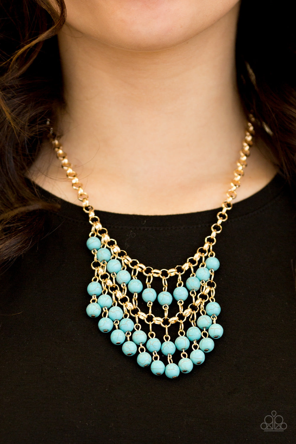 Jurassic Park Party - gold - Paparazzi necklace