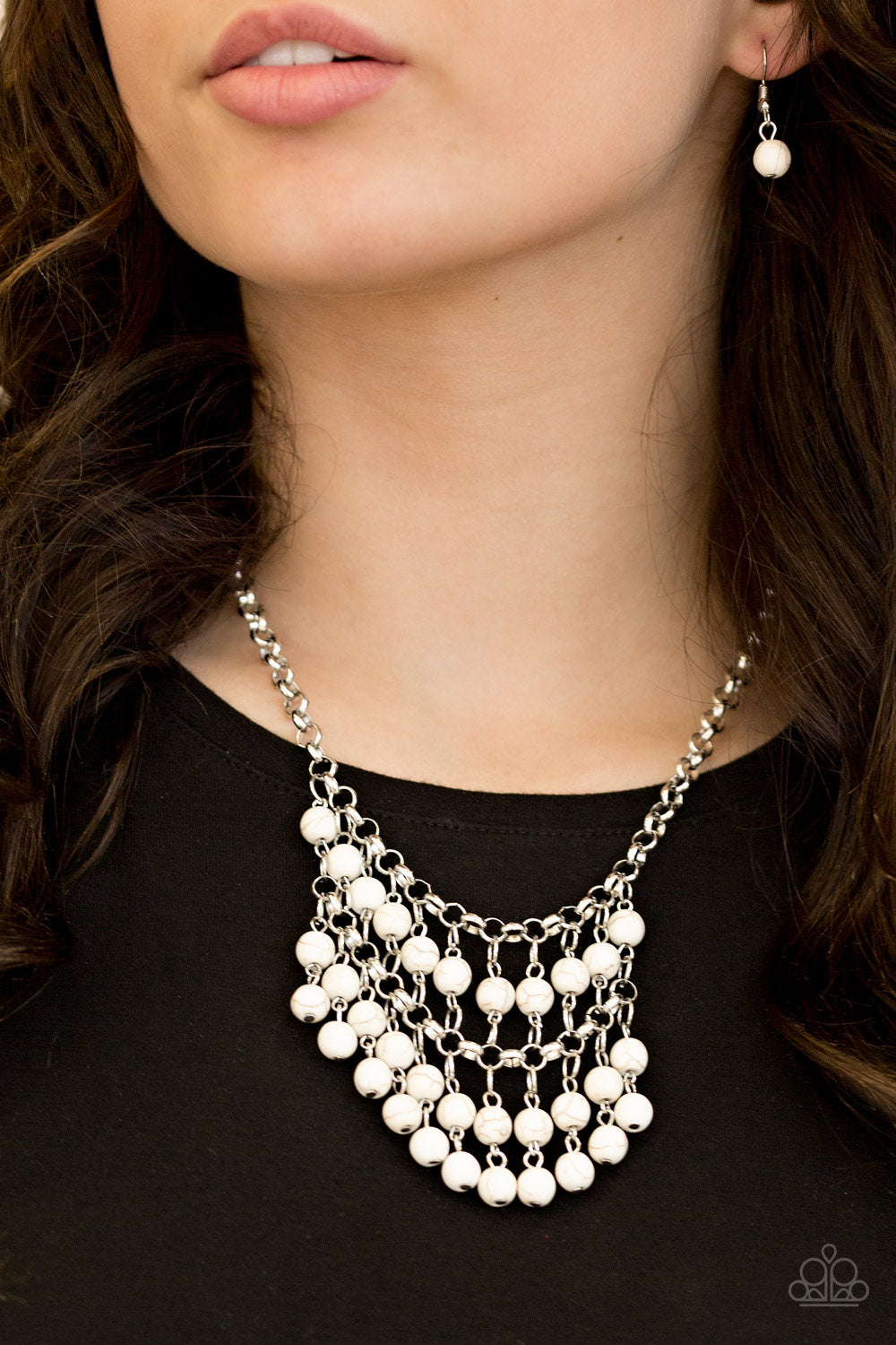 Jurassic Park Party - white - Paparazzi necklace