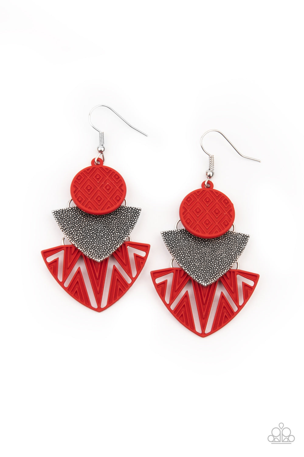 Jurassic Juxtaposition - red - Paparazzi earrings