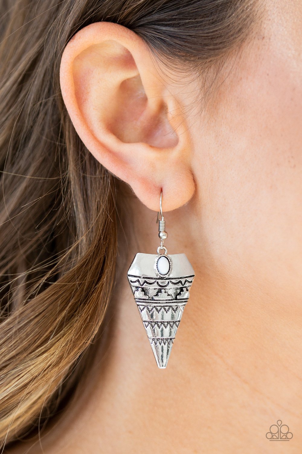Jurassic Journey-white-Paparazzi earrings