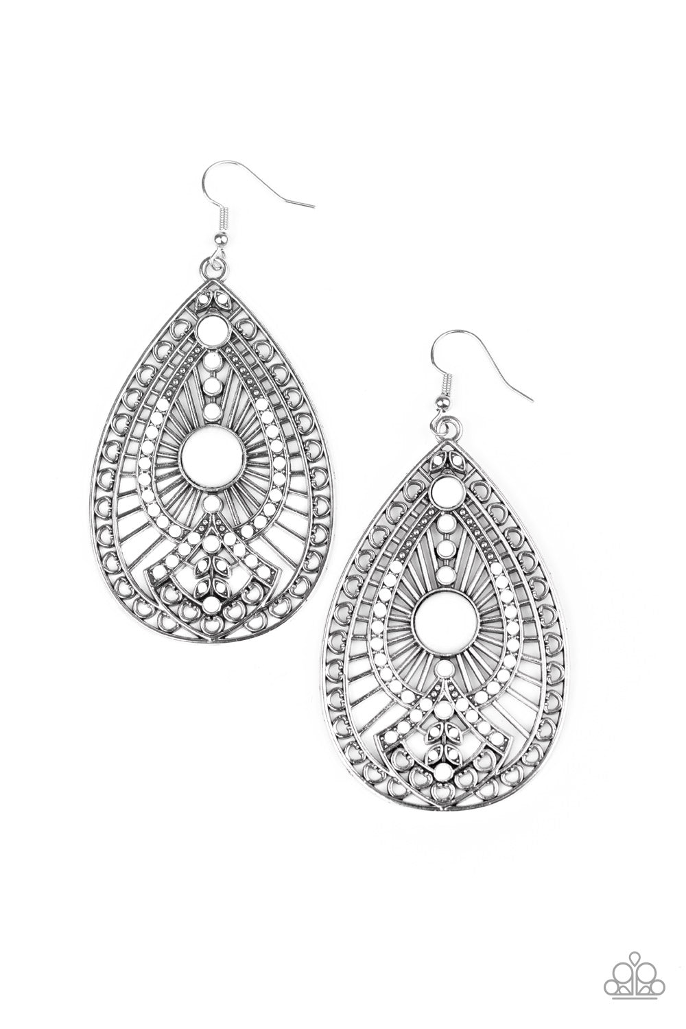 Just Dropping By - white - Paparazzi earrings