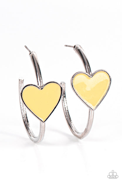 Kiss Up - yellow - Paparazzi earrings