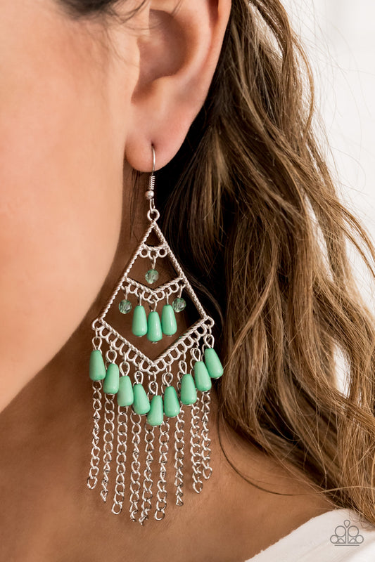 Kite Race - green - Paparazzi earrings