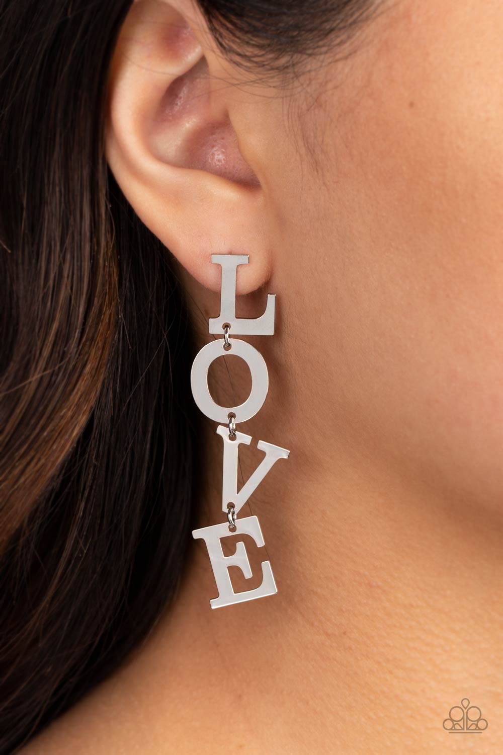 L-O-V-E - silver - Paparazzi earrings