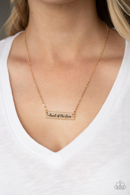 Land of the Free-gold-Paparazzi necklace