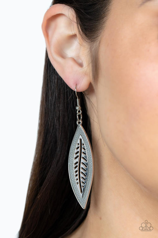 Leather Lagoon - silver - Paparazzi earrings