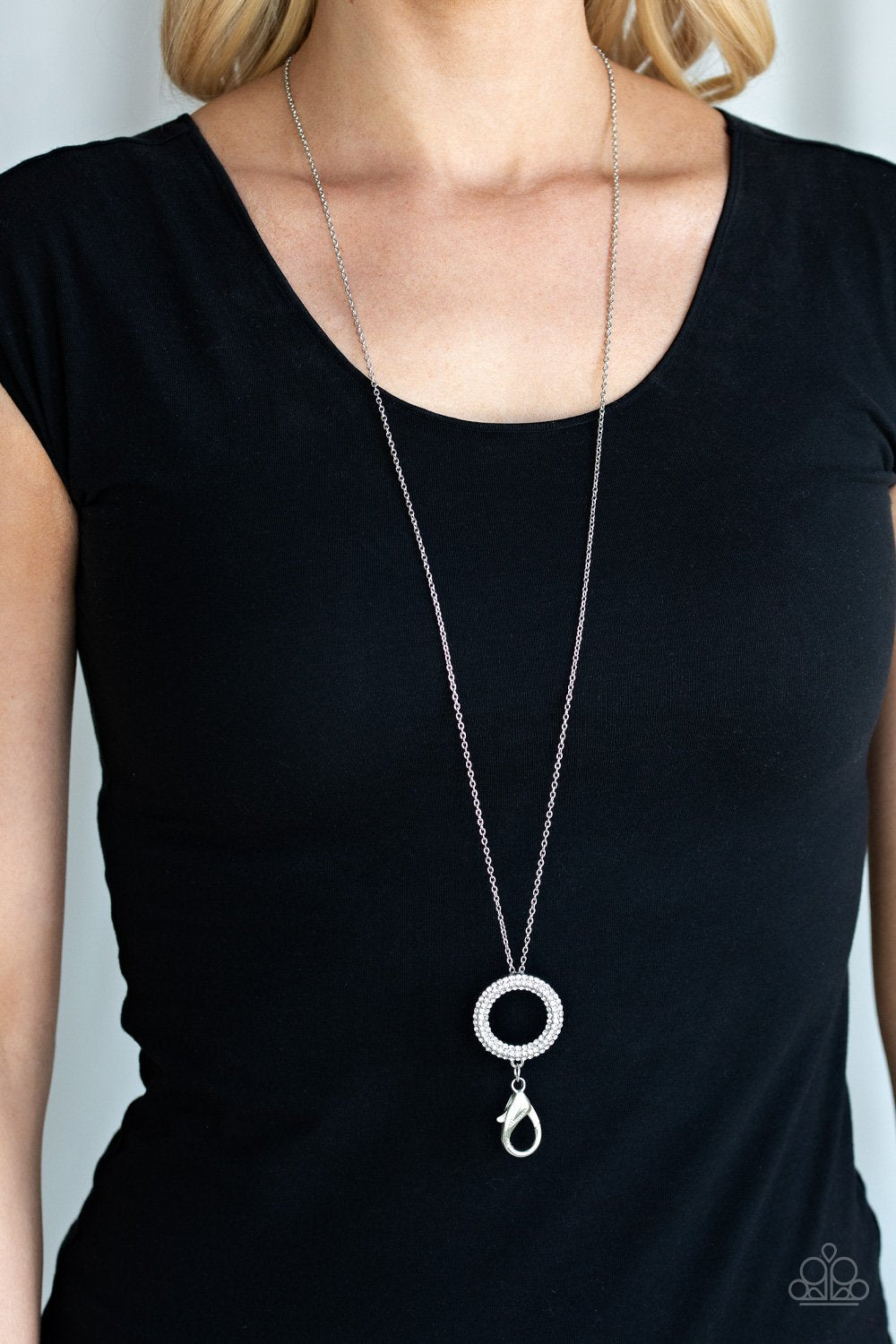 Let Me Adjust My Halo - white - Paparazzi LANYARD necklace