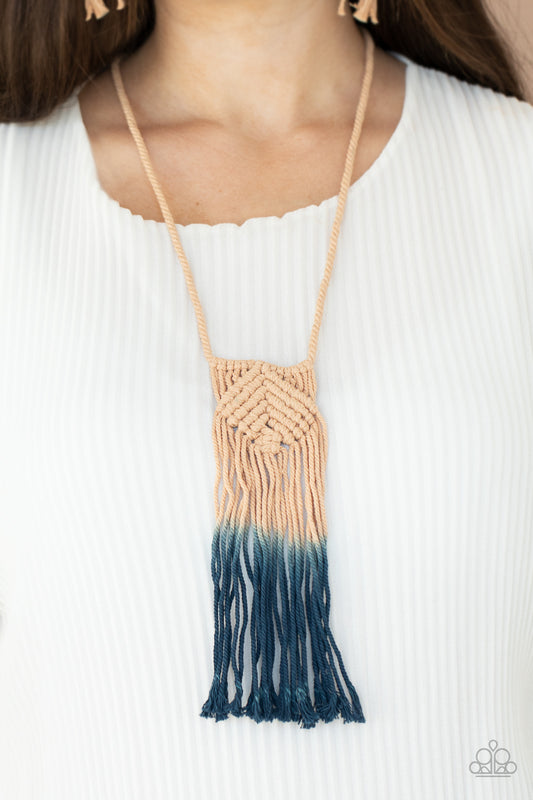 Look At MACRAME Now - blue - Paparazzi necklace
