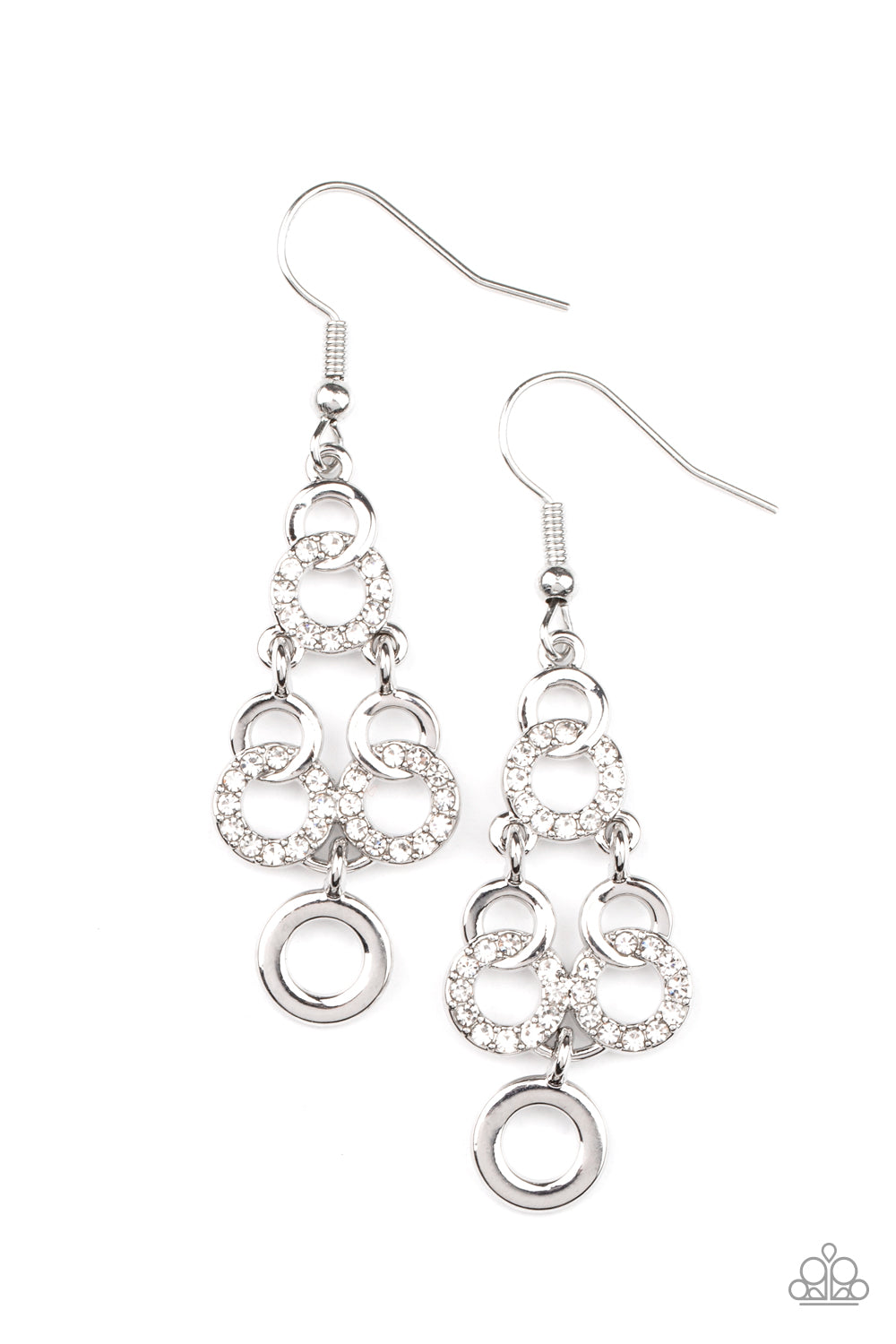 Luminously Linked - white - Paparazzi earrings