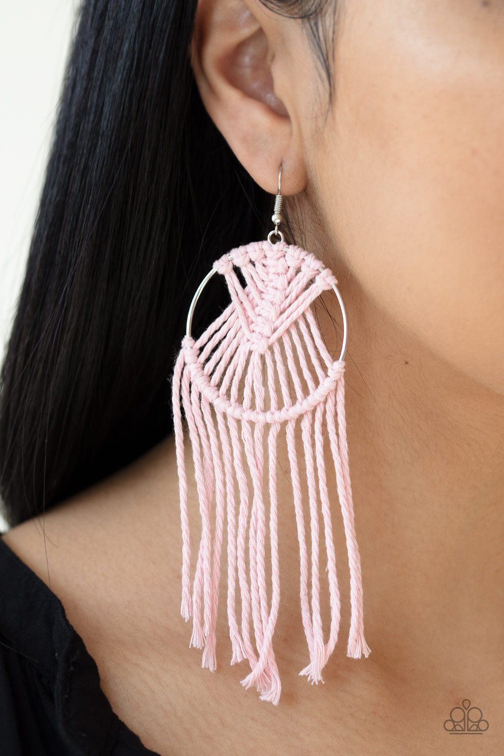 Macrame Myself and I-pink-Paparazzi earrings