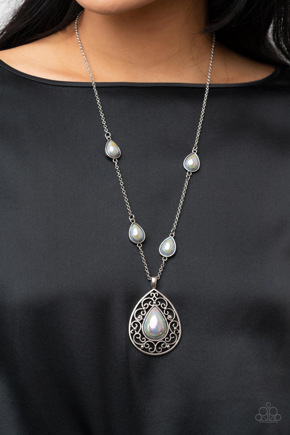 Mystical Majesty - Pink Gems and Silver Necklace - Paparazzi Jewelry