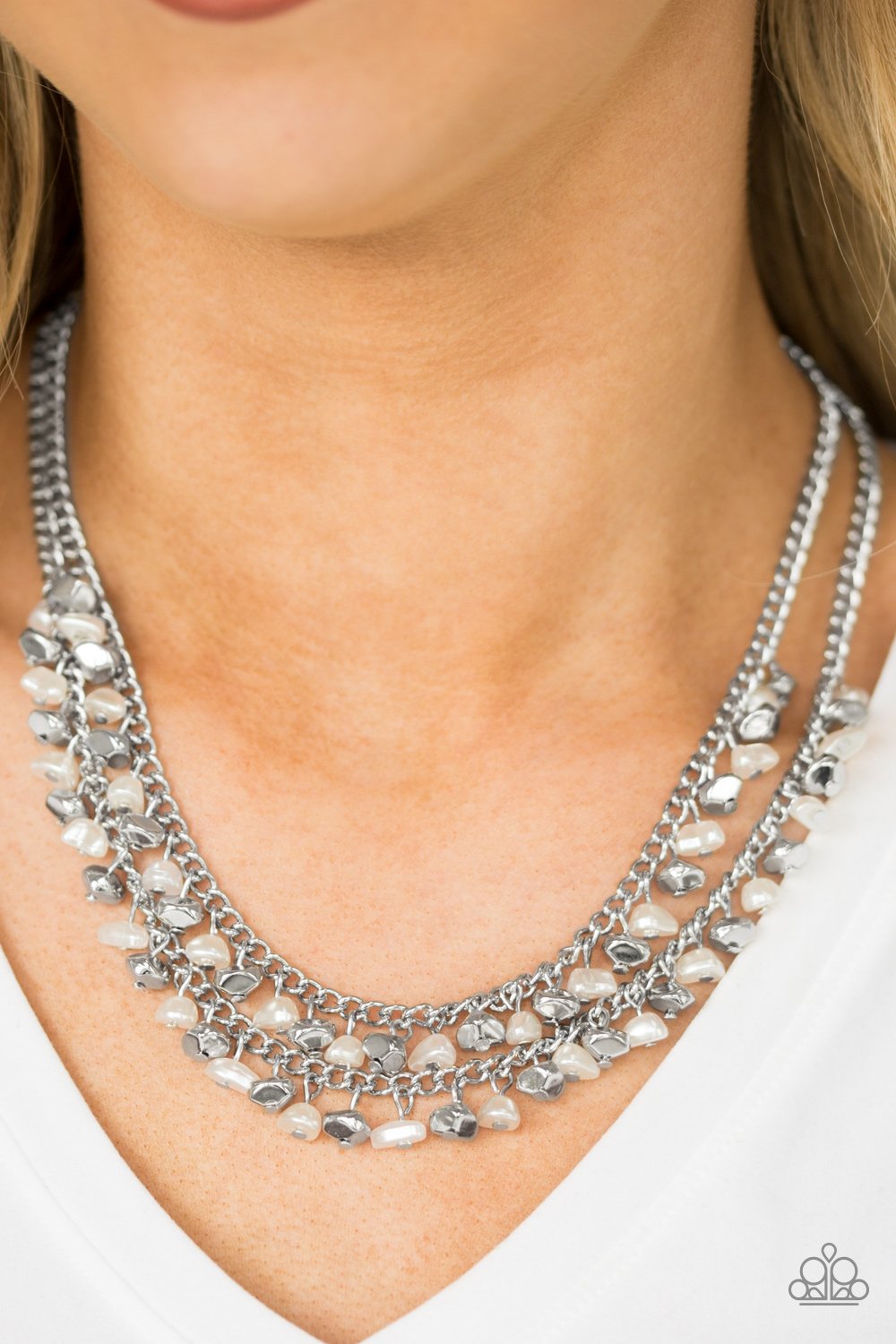 Majestic Marinas - white - Paparazzi necklace