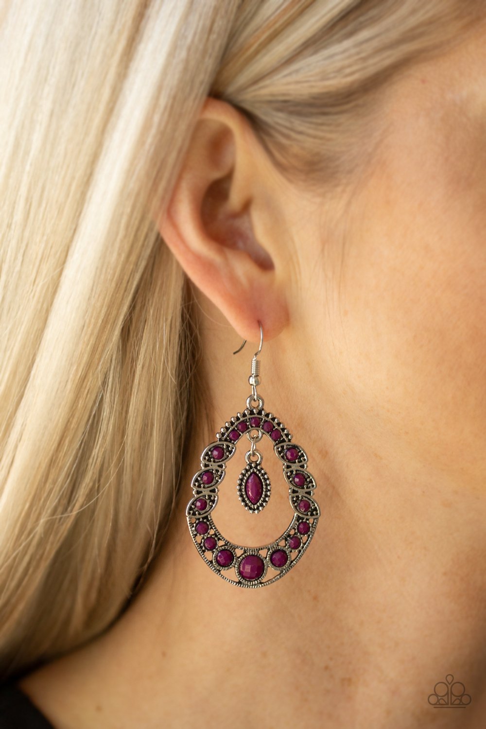 Malibu Mardi Gras-purple-Paparazzi earrings