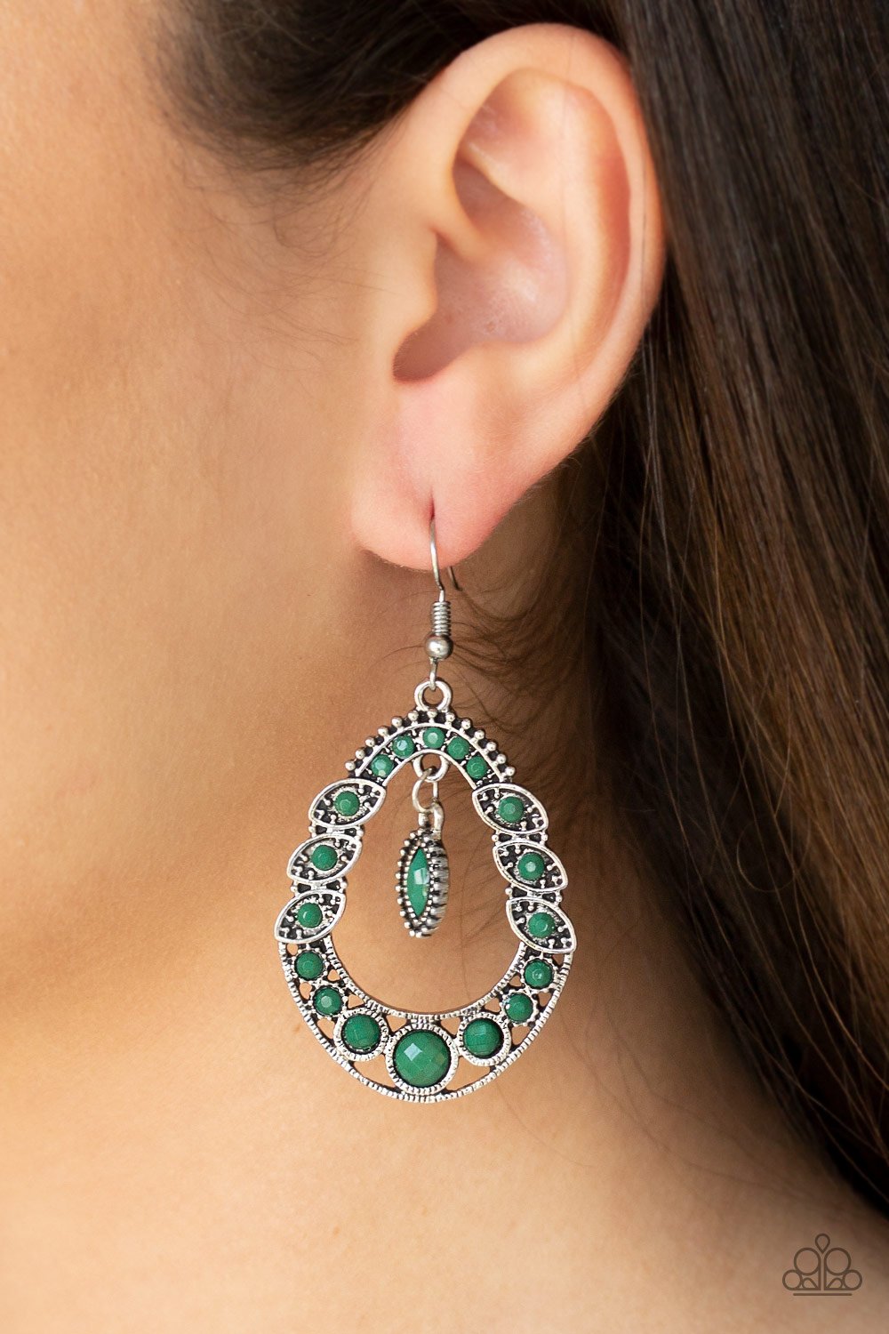 Malibu Mardigras - green - Paparazzi earrings