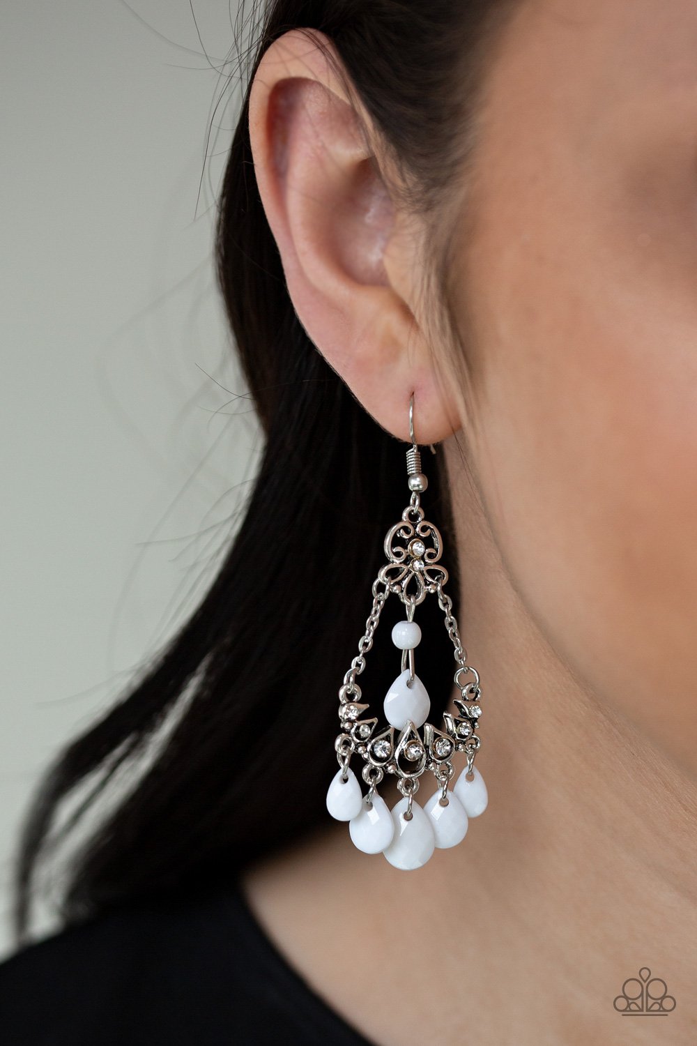 Malibu Sunset-white-Paparazzi earrings
