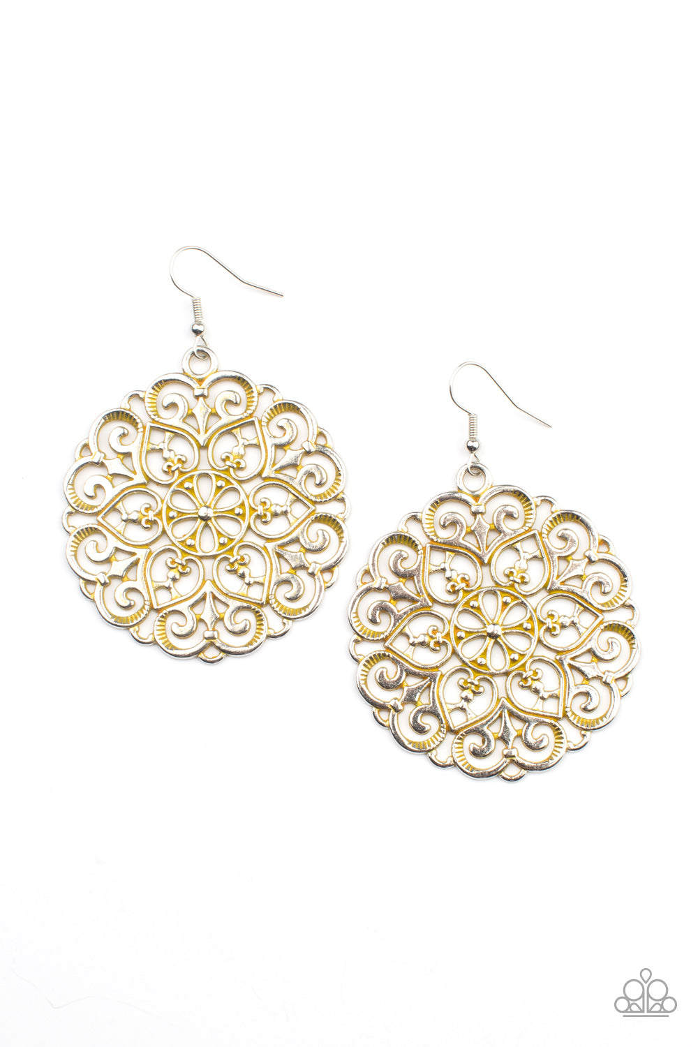 MANDALA Effect - yellow - Paparazzi earrings
