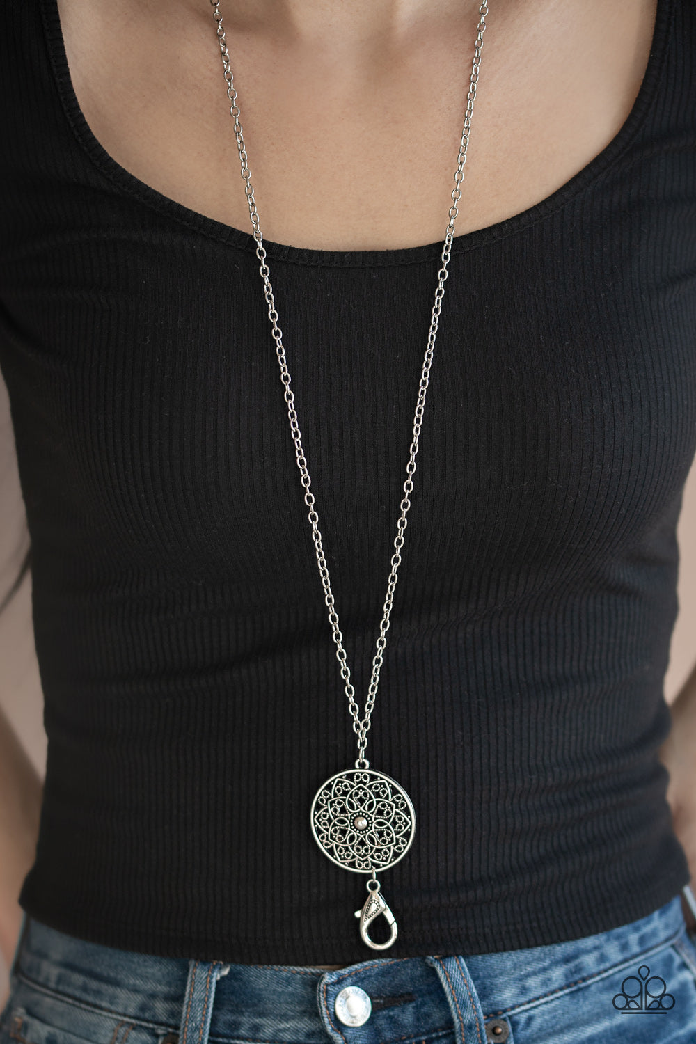 Mandala Garden - silver - Paparazzi LANYARD necklace