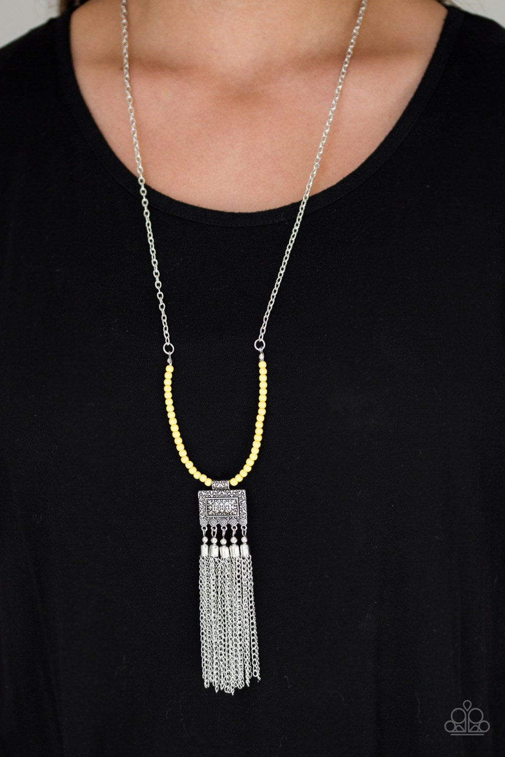 Mayan Masquerade-yellow-Paparazzi necklace