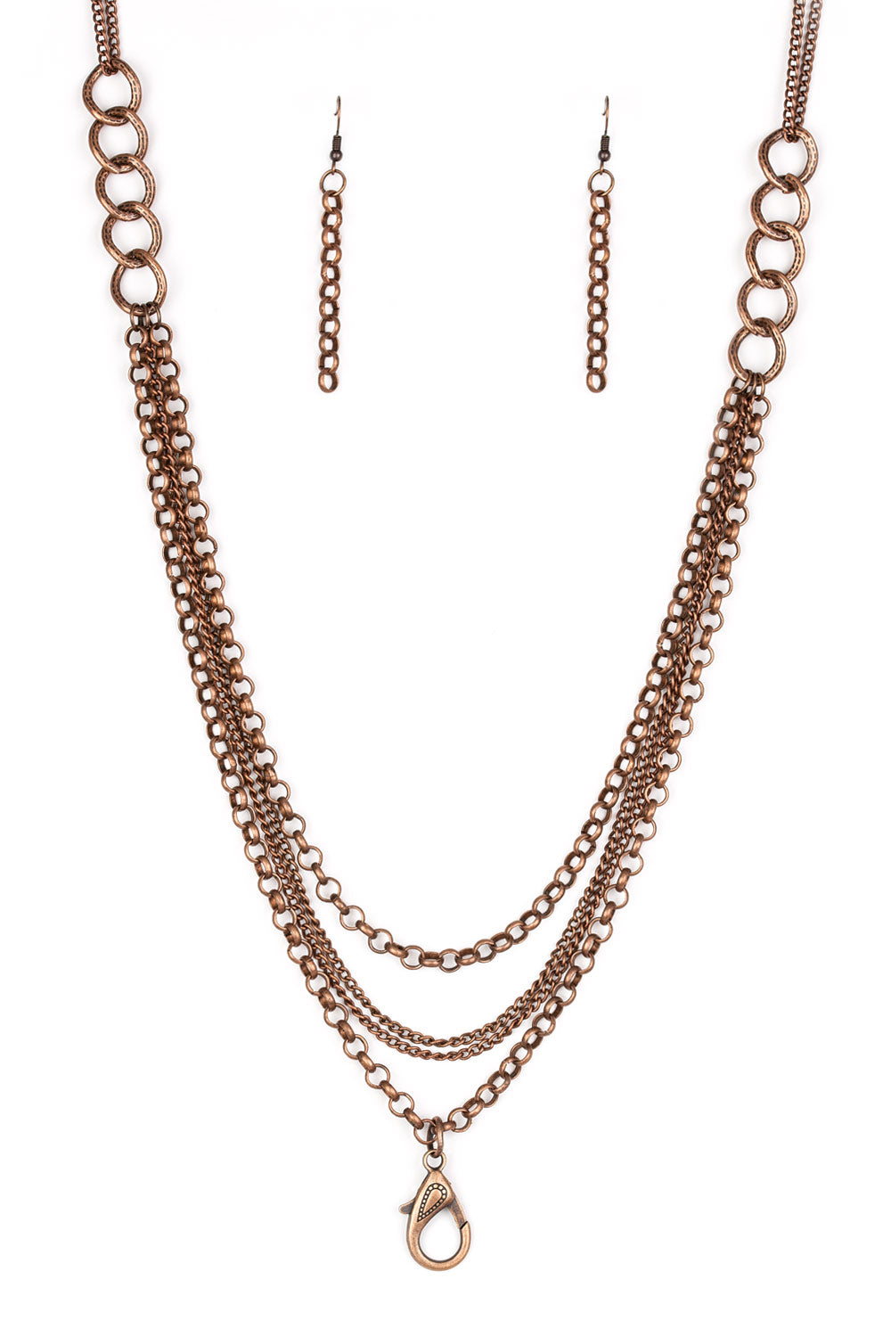 Mechanical Mayhem - copper - Paparazzi LANYARD necklace