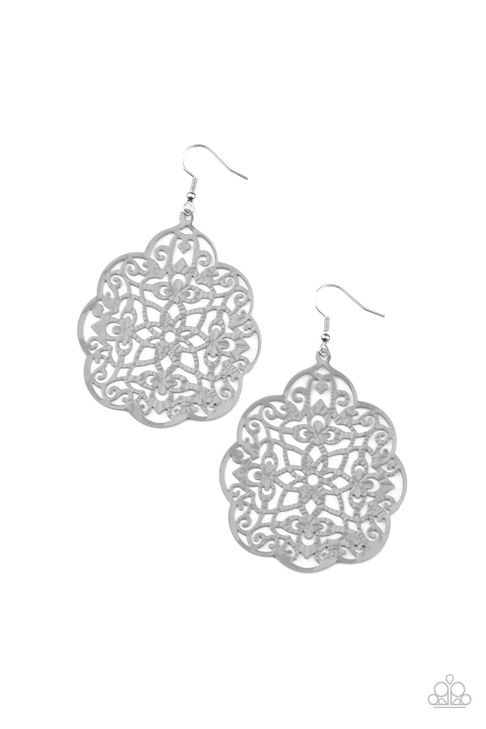 Mediterranean Eden - silver - Paparazzi earrings