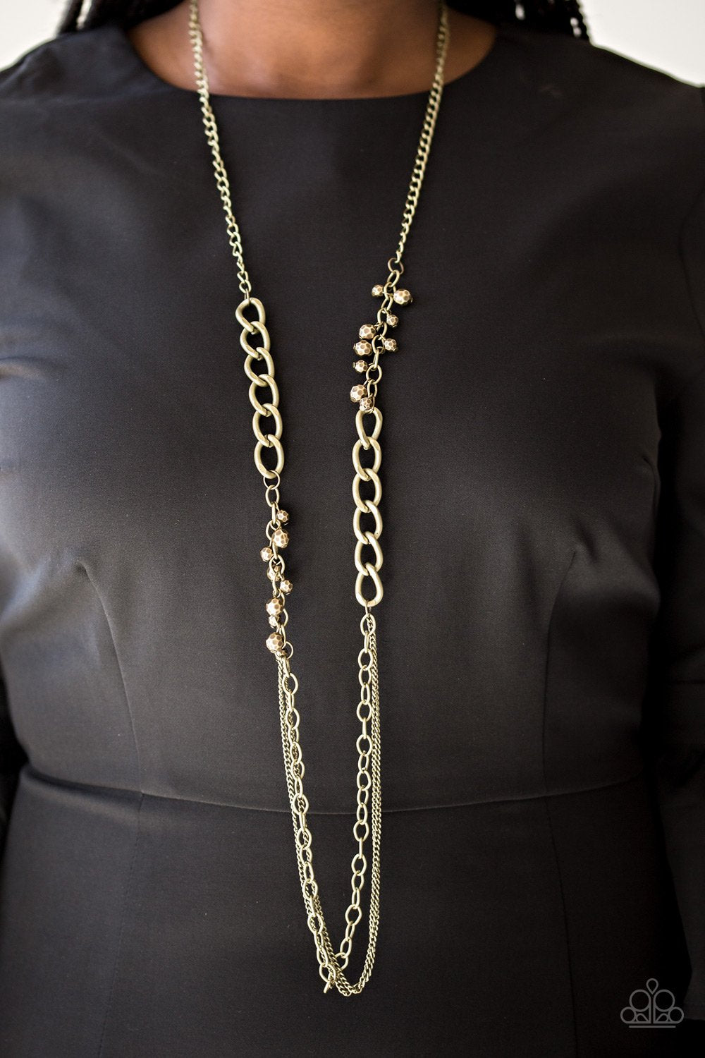 Mega Megacity-brass-Paparazzi necklace