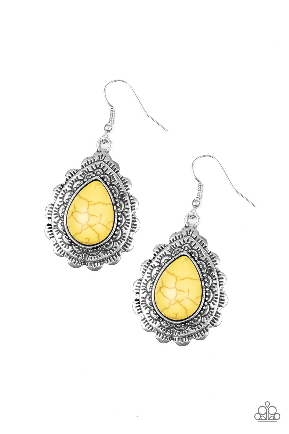 Mesa Mustang - yellow - Paparazzi earrings