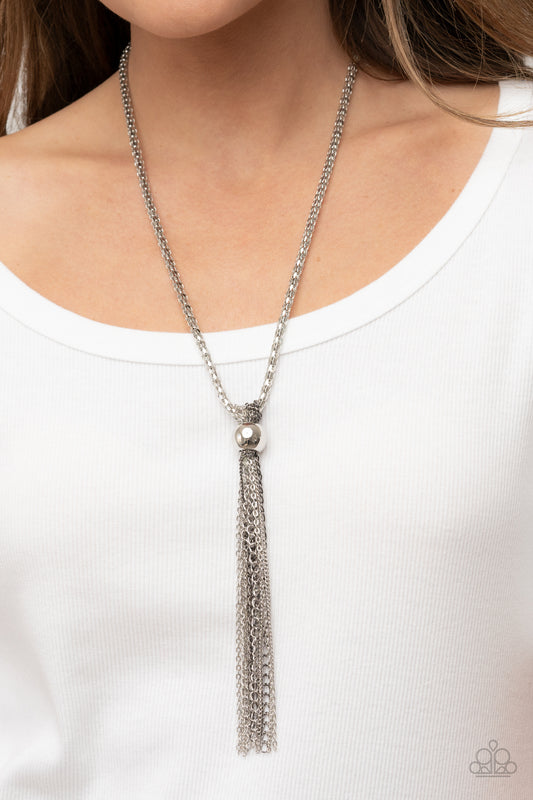 Metallic MESH-Up - silver - Paparazzi necklace