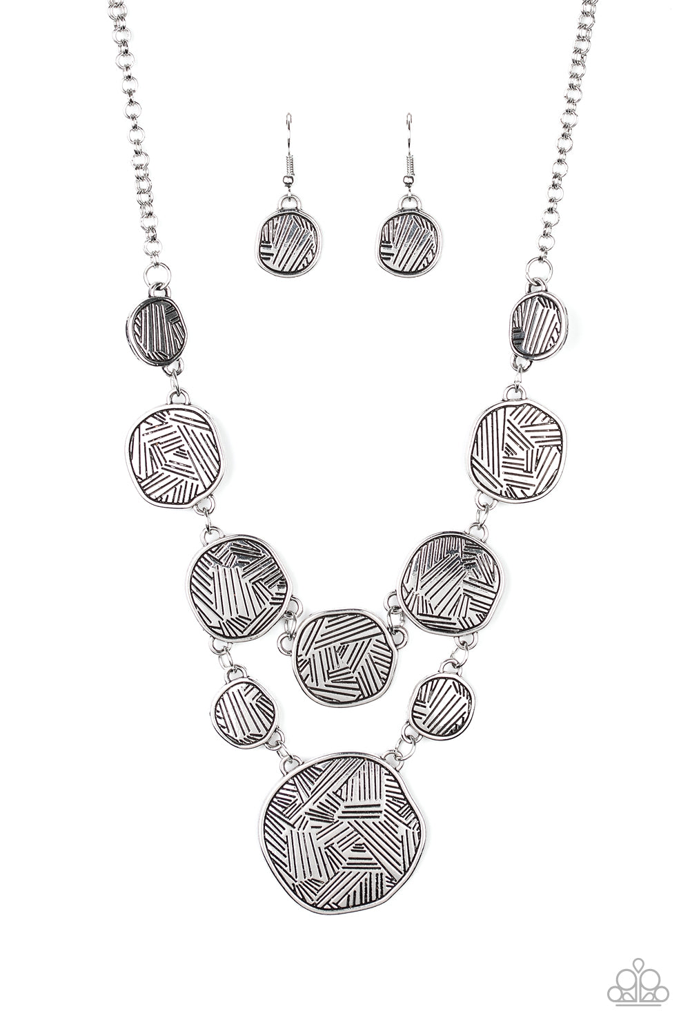 Metallic Patchwork - silver - Paparazzi necklace