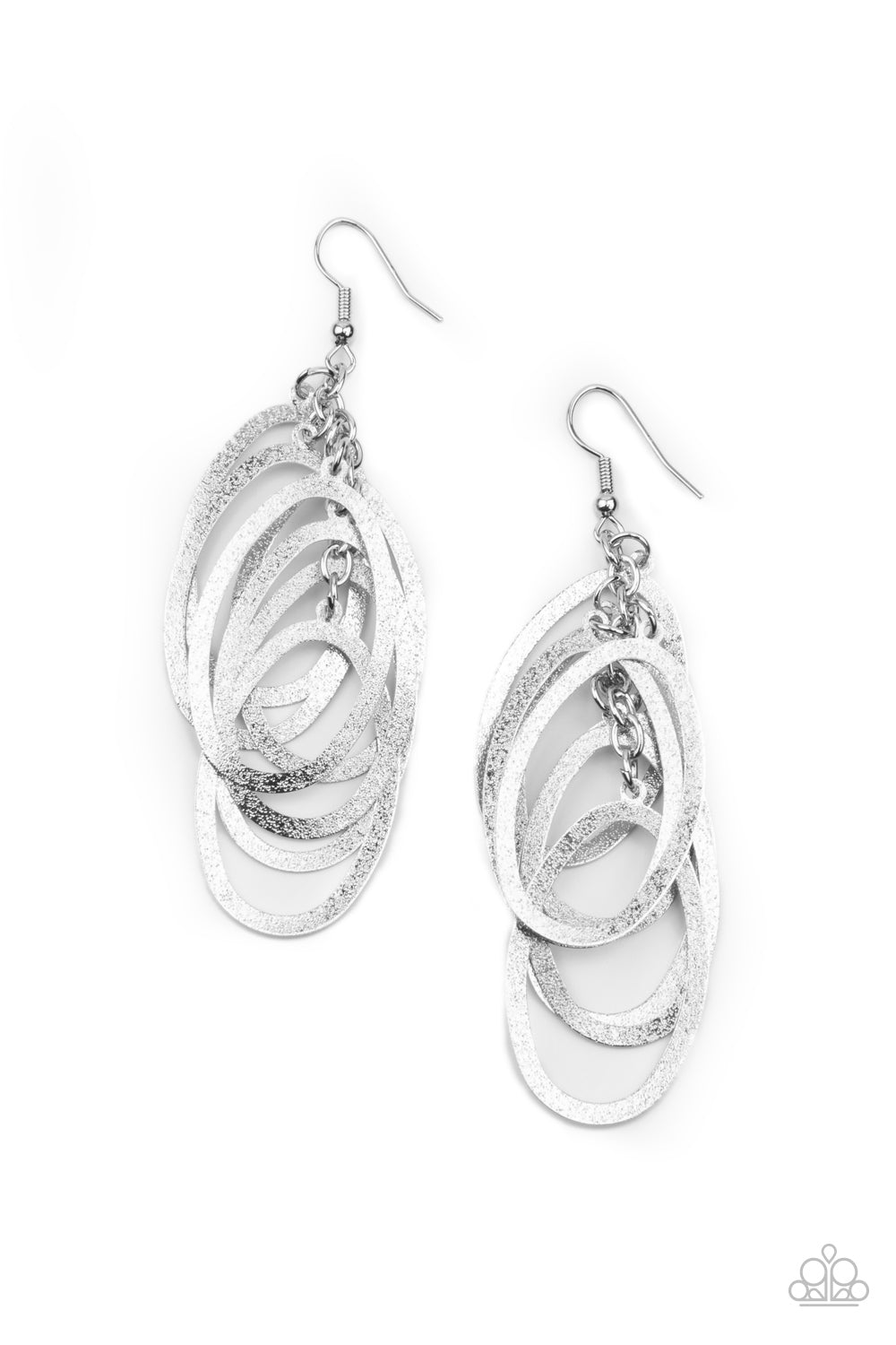 Mind OVAL Matter - silver - Paparazzi earrings
