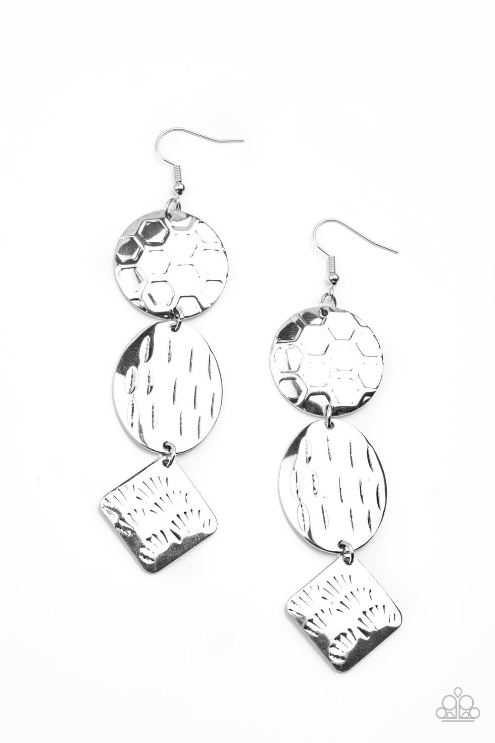 Mixed Movement - silver - Paparazzi earrings