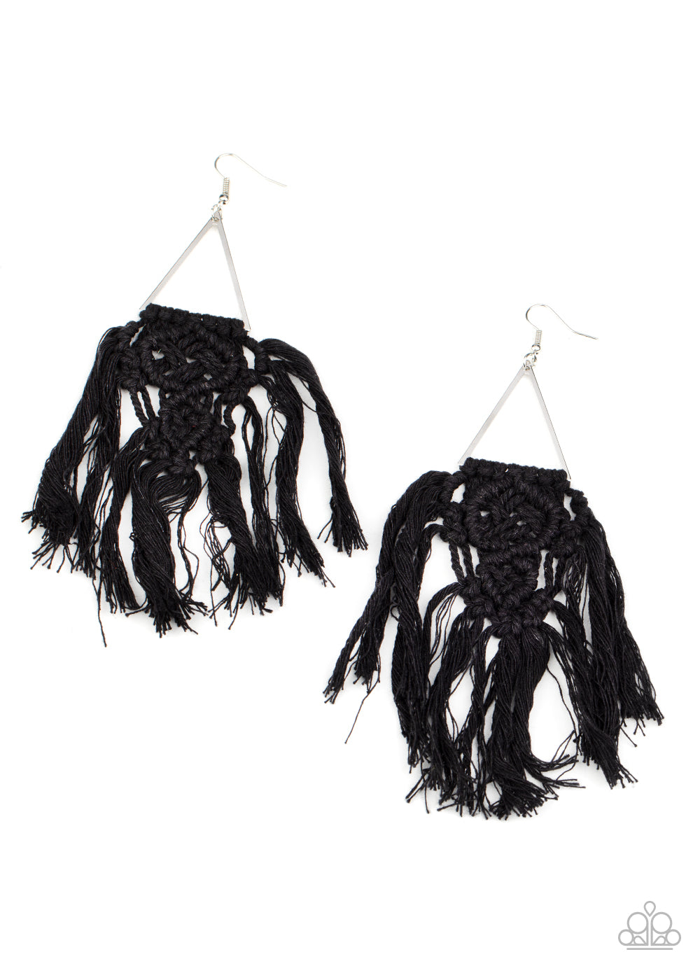 Modern Day Macrame - black - Paparazzi earrings