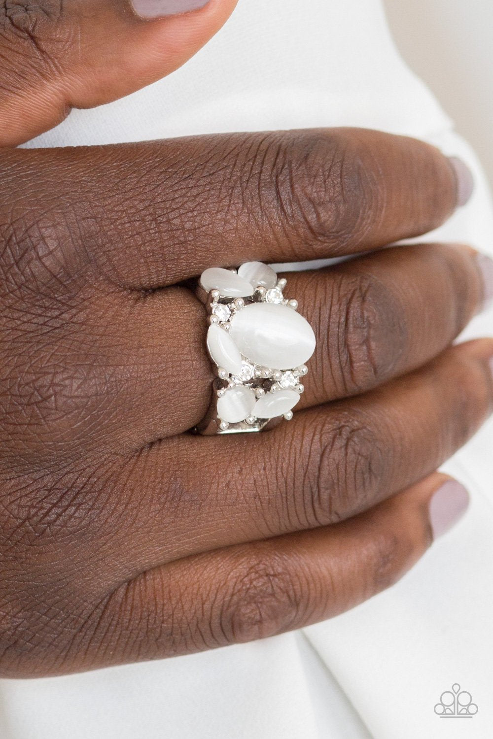 Modern Moonwalk - white - Paparazzi ring