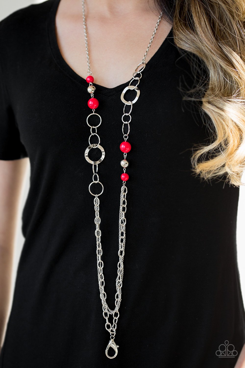 Modern Motley - red - Paparazzi lanyard necklace