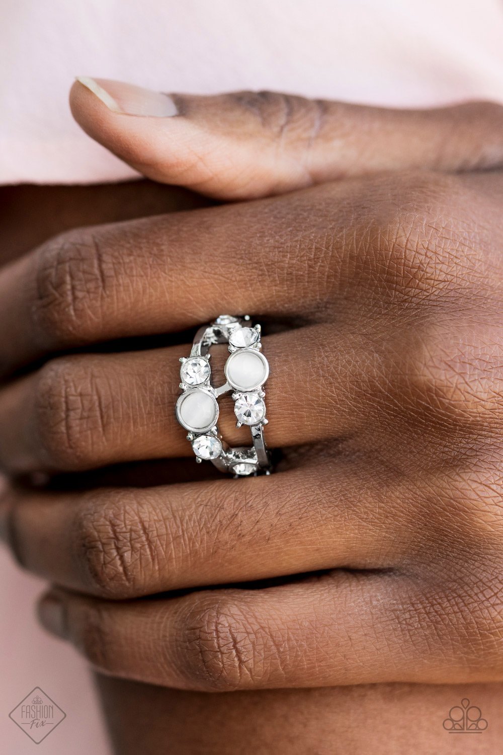 Moonlit Masquerade - white - Paparazzi ring