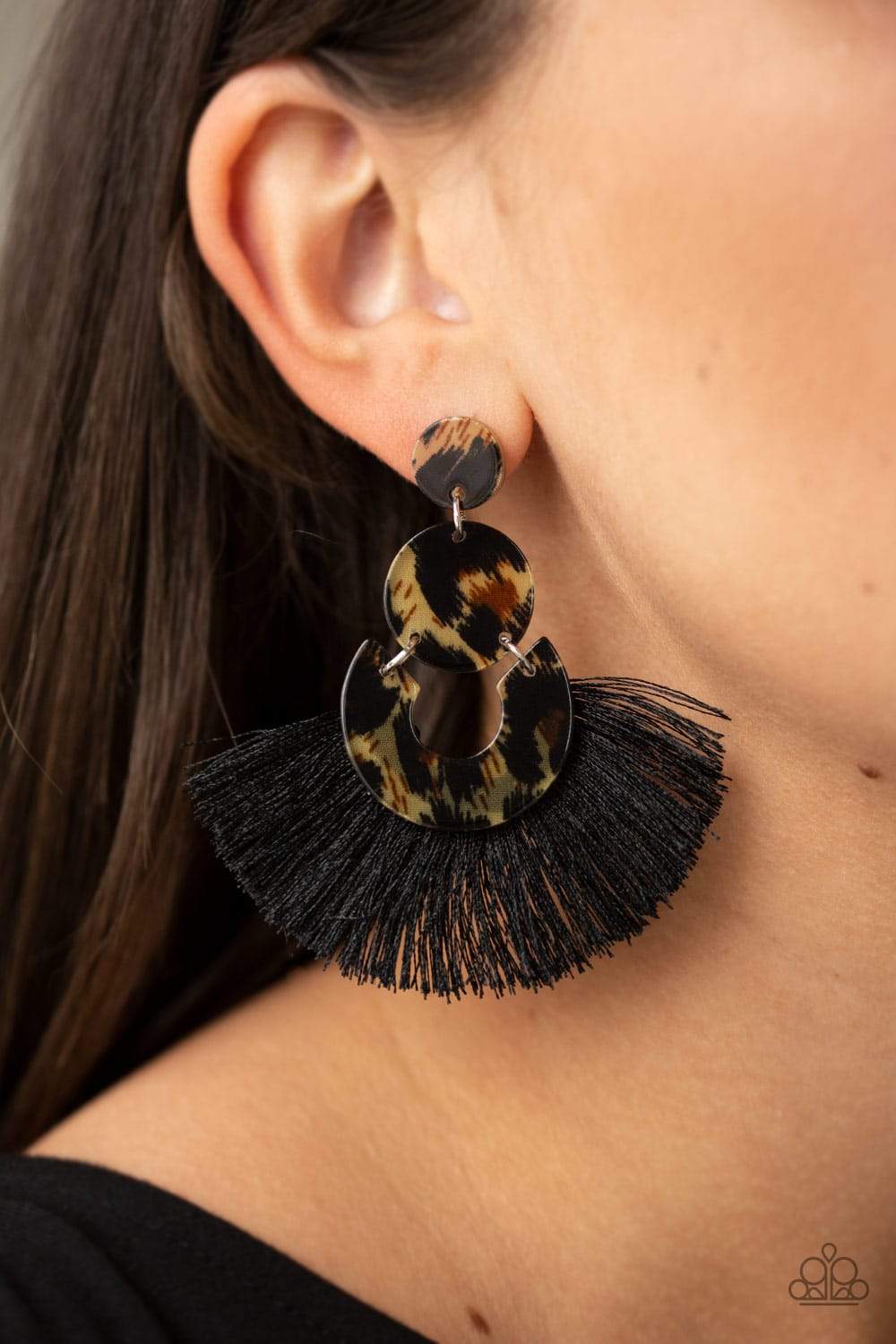 One Big Party ANIMAL-black-Paparazzi earrings