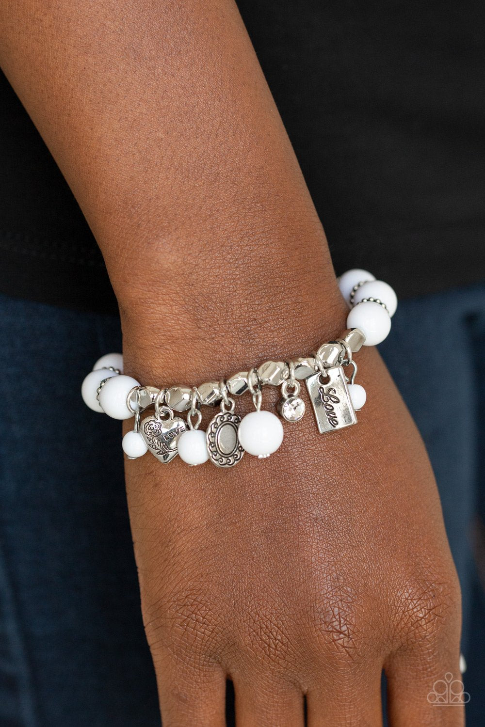 One True Love-white-Paparazzi bracelet