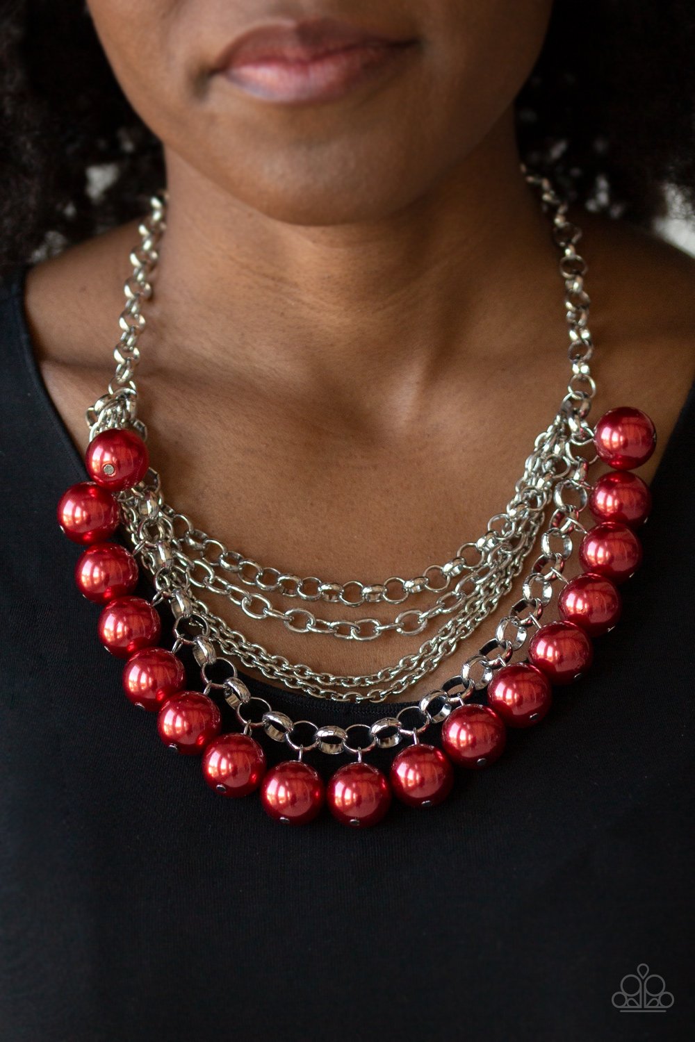 One Way Wall Street-red-Paparazzi necklace