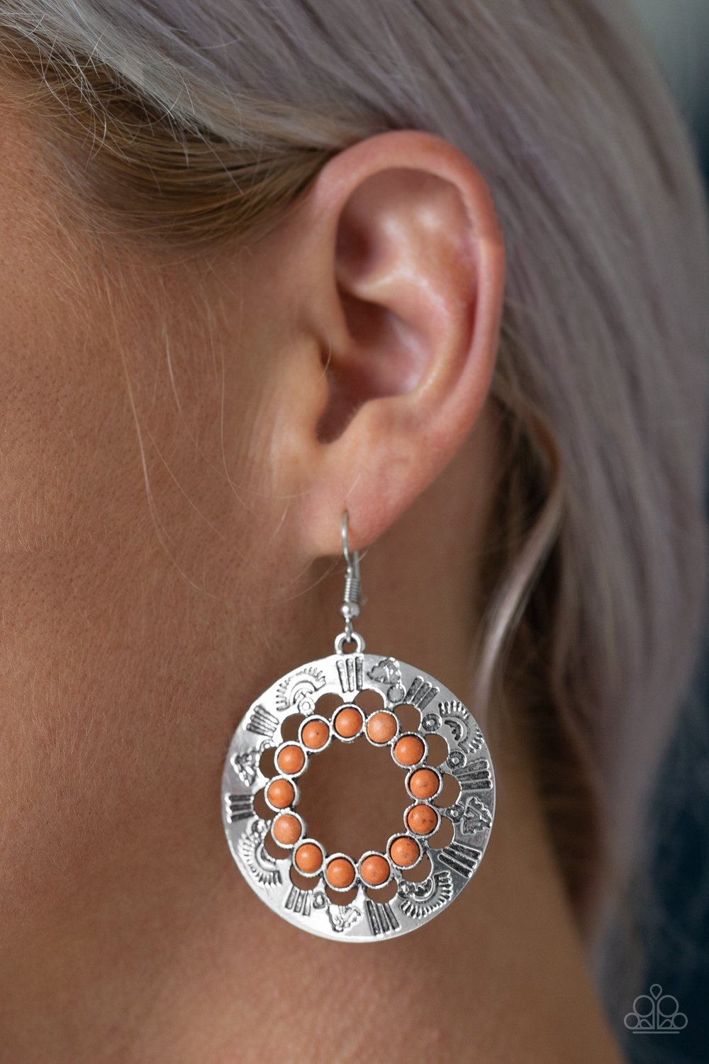 Organically Omega-orange-Paparazzi earrings
