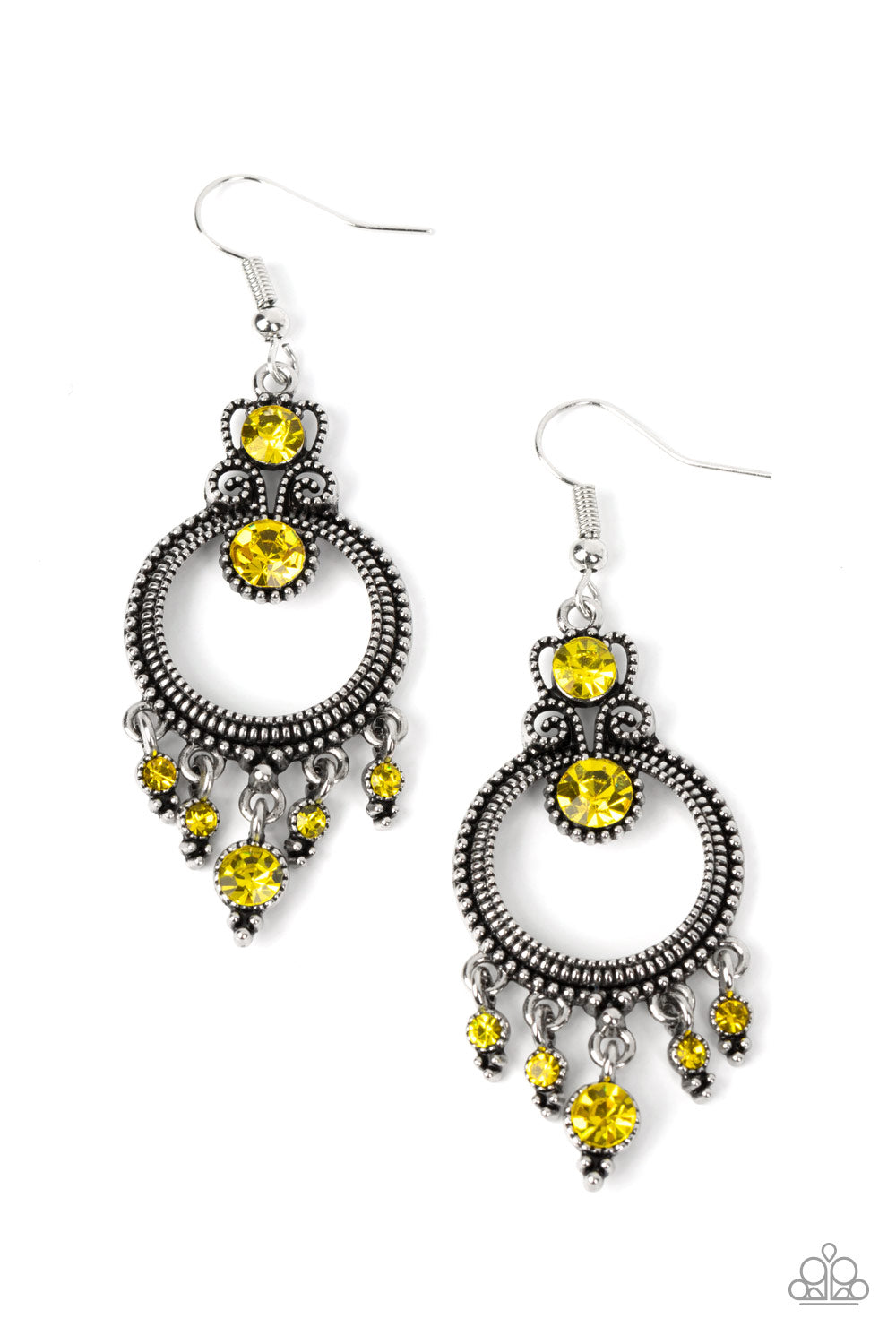 Palace Politics - yellow - Paparazzi earrings