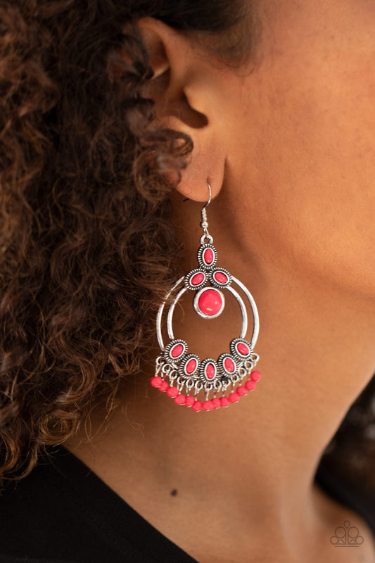 Palm Breeze - pink - Paparazzi earrings