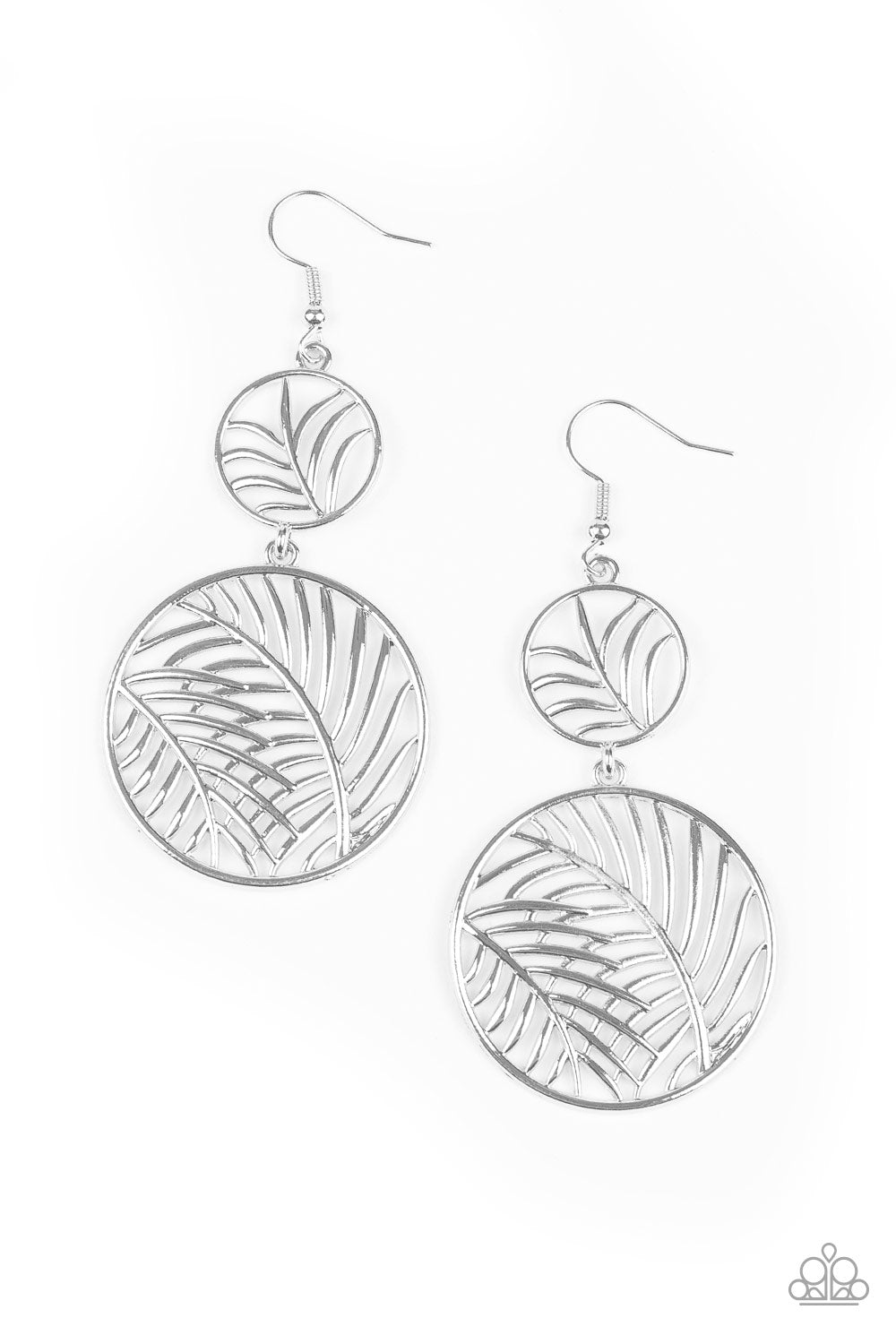 Palm Oasis - silver - Paparazzi earrings