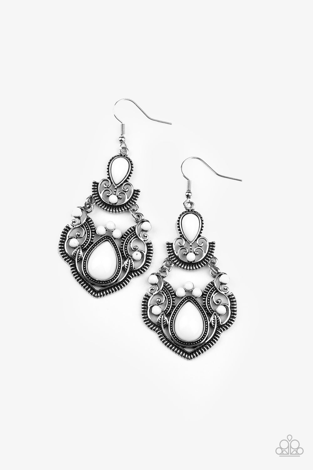 Palm Tree Tiaras - white - Paparazzi earrings