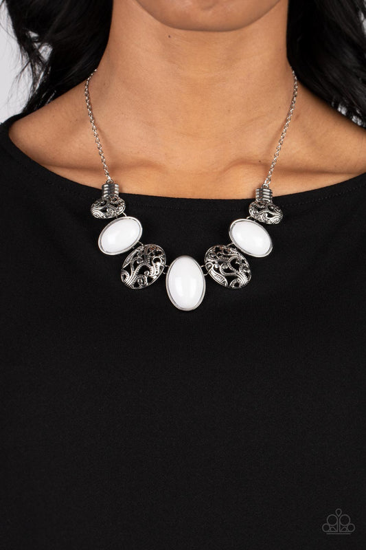 Patterned Paisley - white - Paparazzi necklace