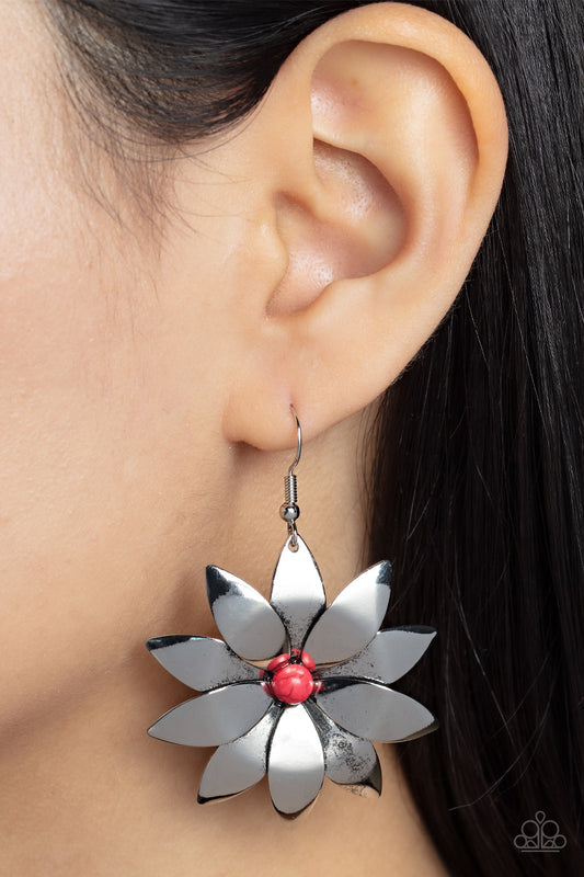 Pinwheel Prairies - red - Paparazzi earrings