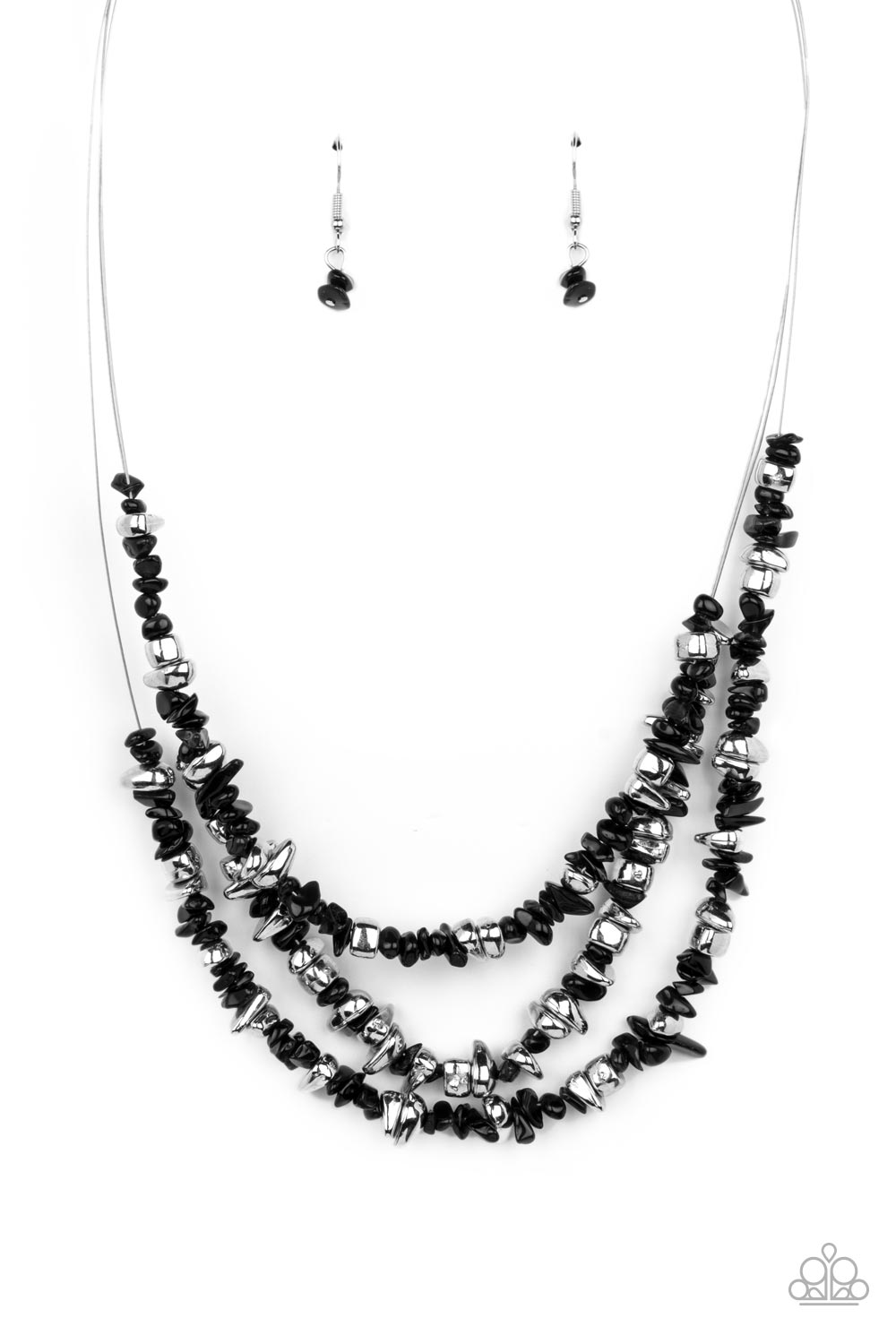 Placid Pebbles - black - Paparazzi necklace