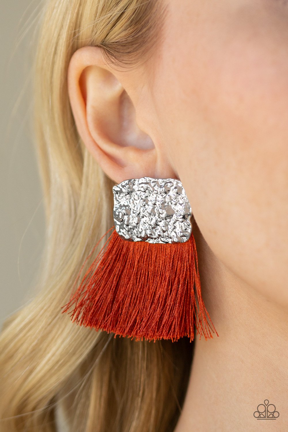 Plume Bloom-orange-Paparazzi earrings