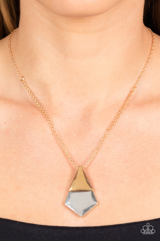 Posh Pyramid - gold - Paparazzi necklace