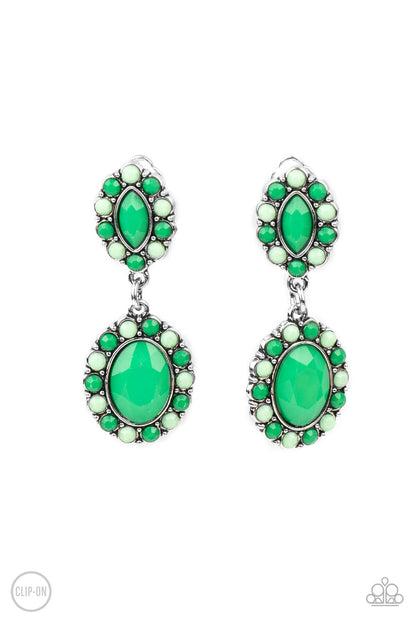 Positively Pampered - green - Paparazzi CLIP ON earrings