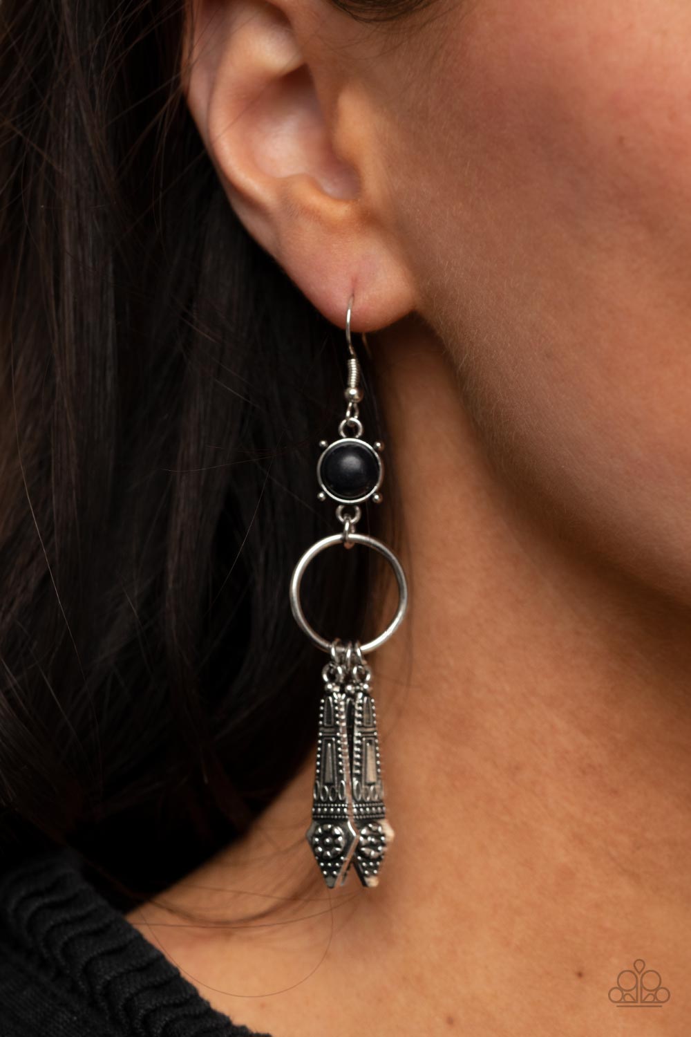 Paparazzi Accessories - Embellished Edge - Silver Earrings