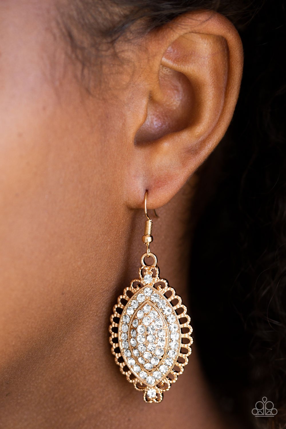 Pretty Pristigious - gold - Paparazzi earrings